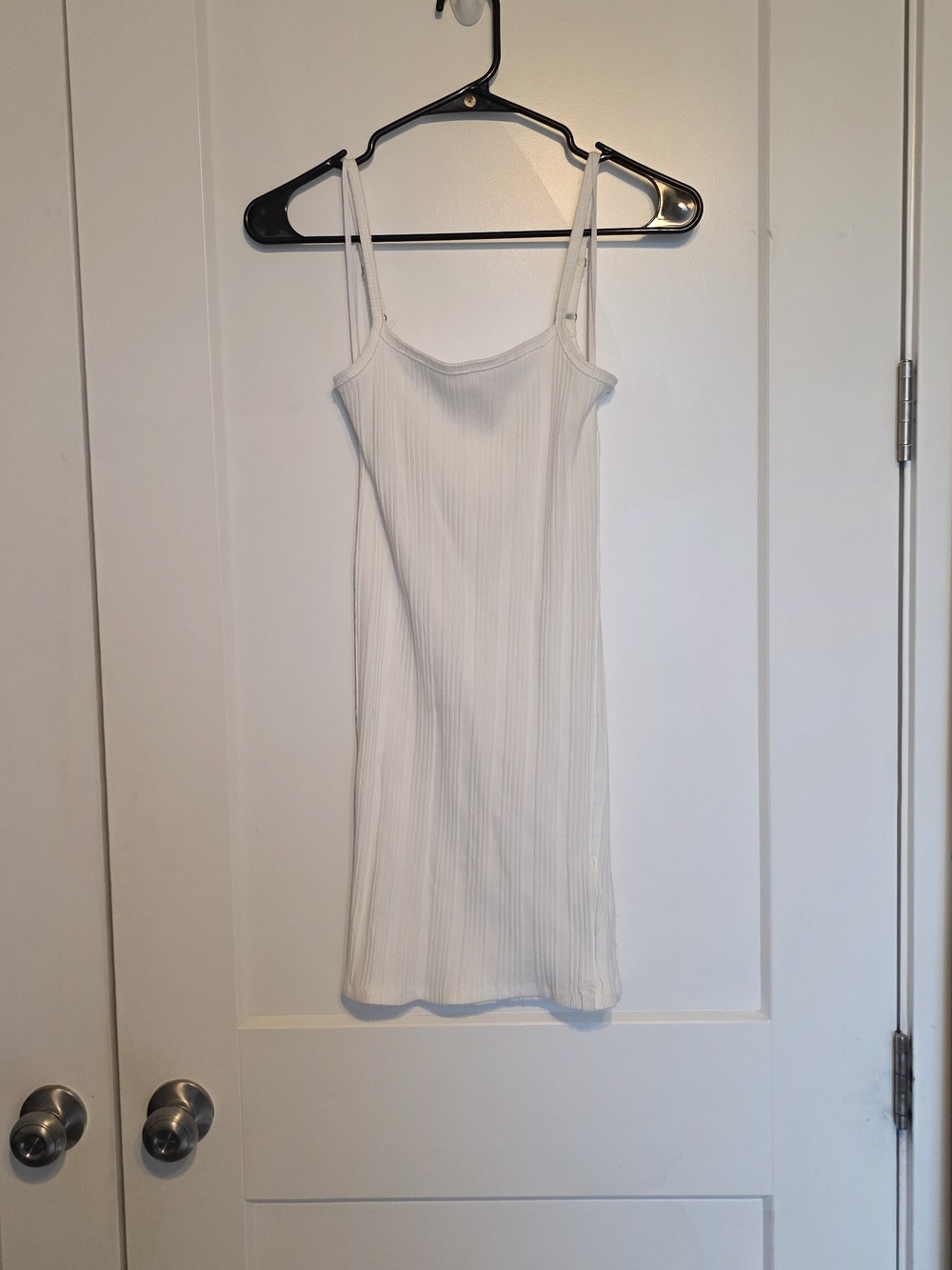 We The Free White Ribbed Mini Slip Dress